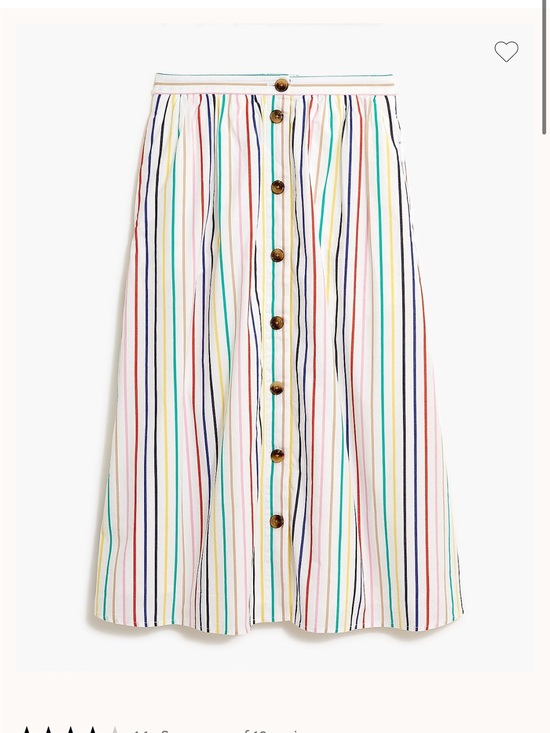 J. Crew Dresses & Skirts - J Crew Factory Rainbow Stripe Button Front Poplin Midi Skirt Multicolored Size S